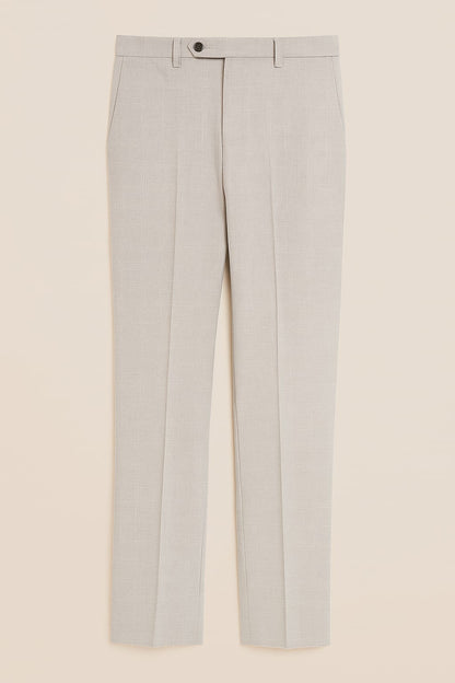 Classic Beige Textured Formal Trouser