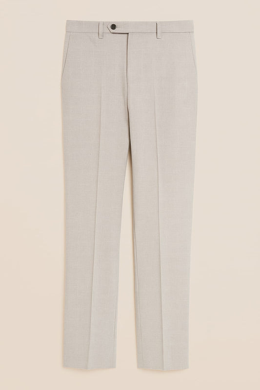 Classic Beige Textured Formal Trouser