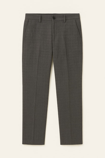 Charcoal Grey Textured Formal Trouser
