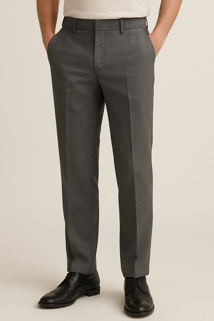 Charcoal Grey Textured Formal Trouser