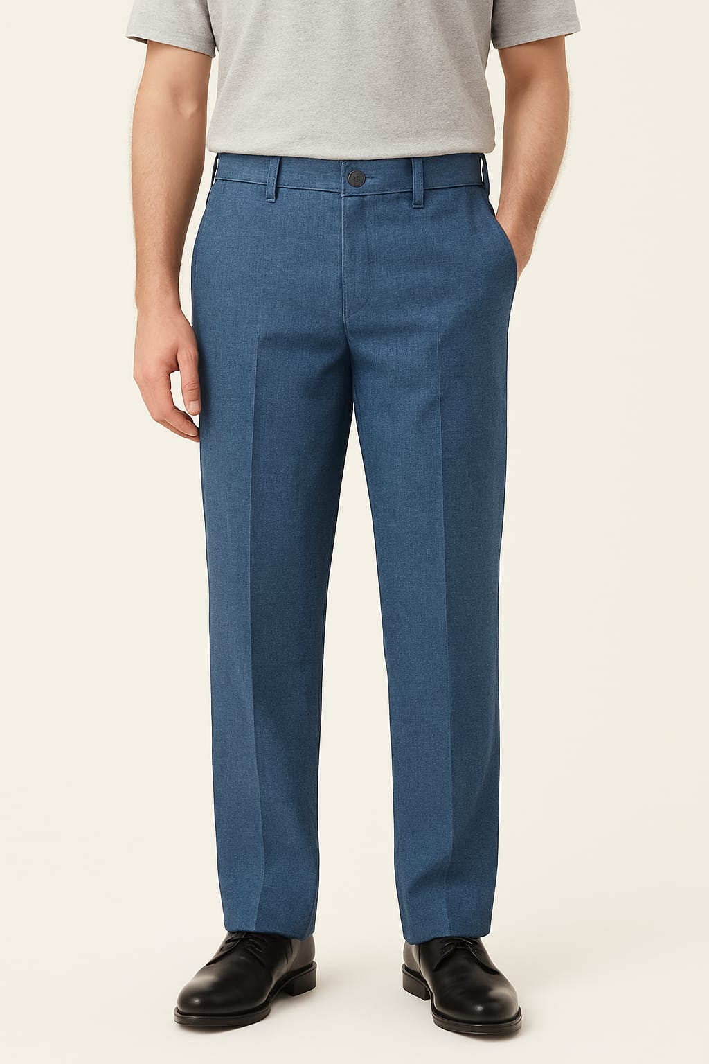 Navy Blue Textured Slim Fit Trouser