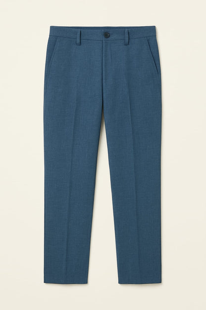 Navy Blue Textured Slim Fit Trouser