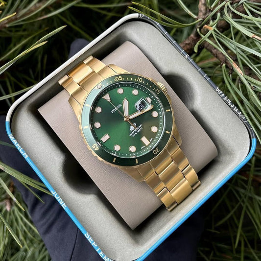 Fossil Men's Dive Collection Watch – Gold & Green | 7AA Premium (42mm)