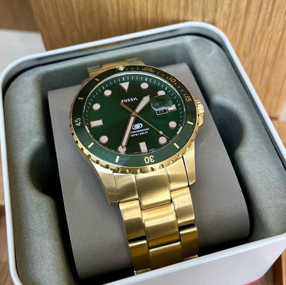 Fossil Men's Dive Collection Watch – Gold & Green | 7AA Premium (42mm)