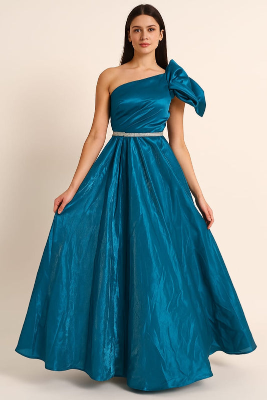 Ocean Glow One-Shoulder Gown