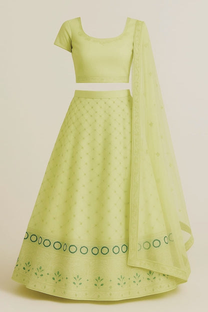 Light Green Embroidered Lehenga Set